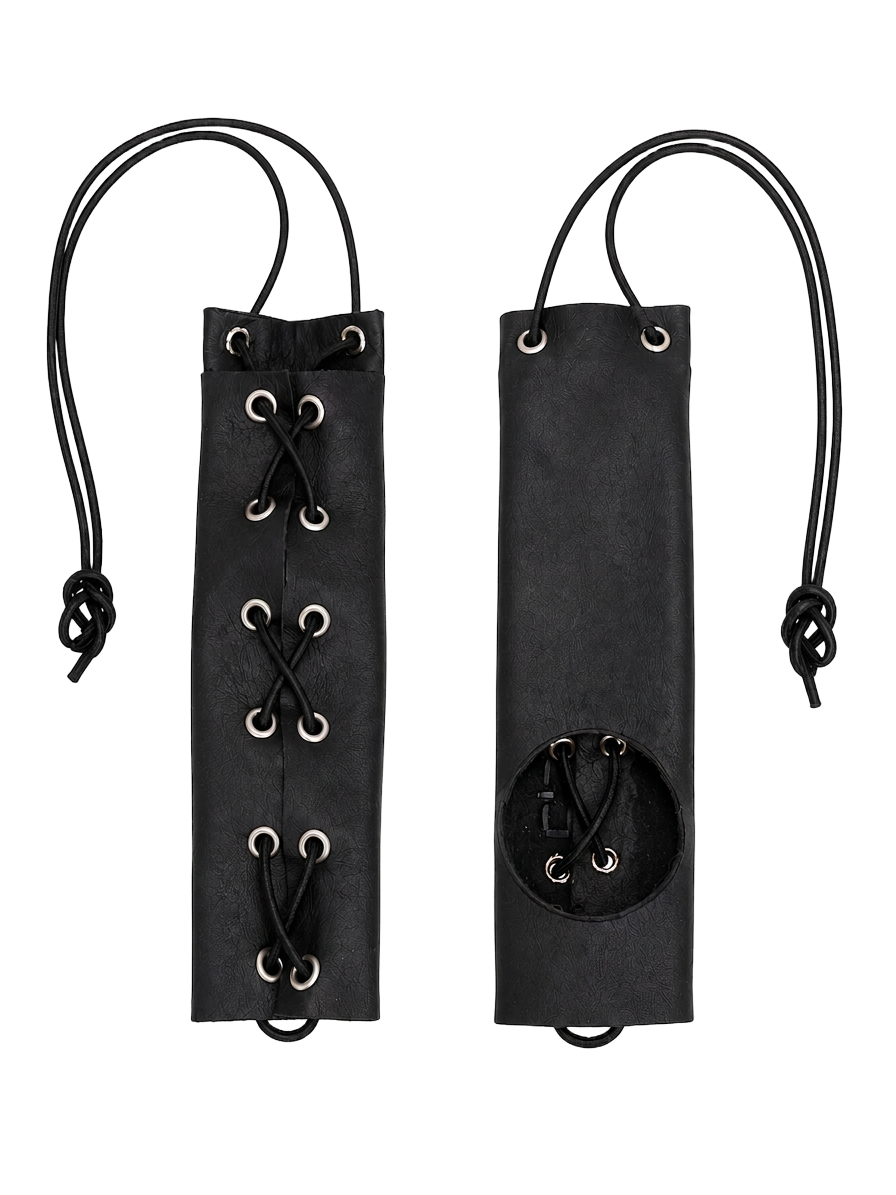Corset à pénis en cuir noir avec laçage et œillets
